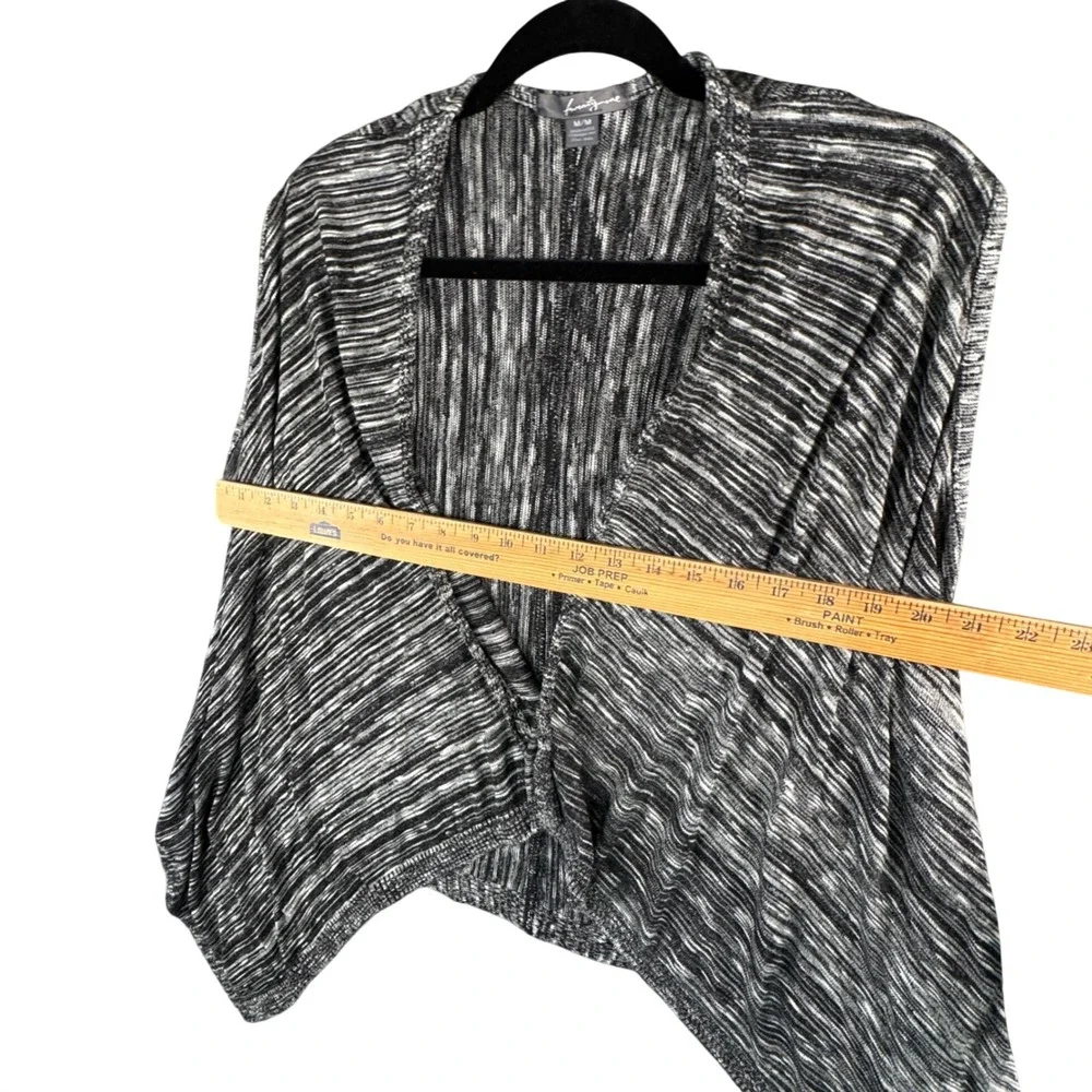 Black‎ White Stripe Open Front Cardigan Medium Minimalist Boho Neutral Layering